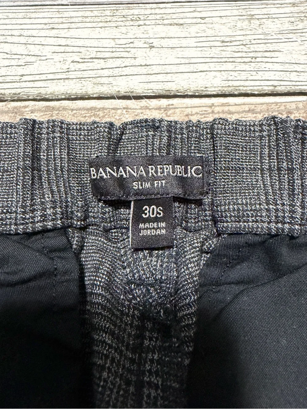 Banana Republic Slim Fit Plaid Drawstring Dress Pants Men’s 30S Gray (Inseam 28)